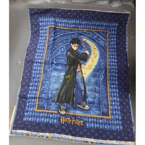 VTG 2001 Harry Potter Double Sided Blanket Tapestry Quidditch Snitch 51X41.5 in
